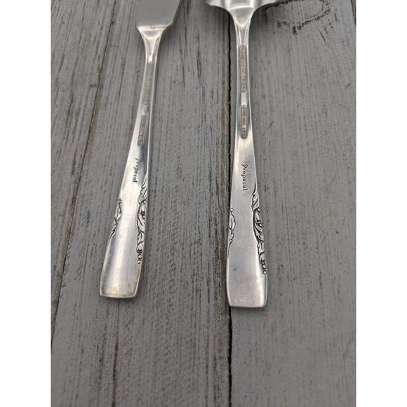 Vintage 1881 Rogers Proposal Silverplate Flatware Butter Knife Jelly Spoon - Picture 5 of 7